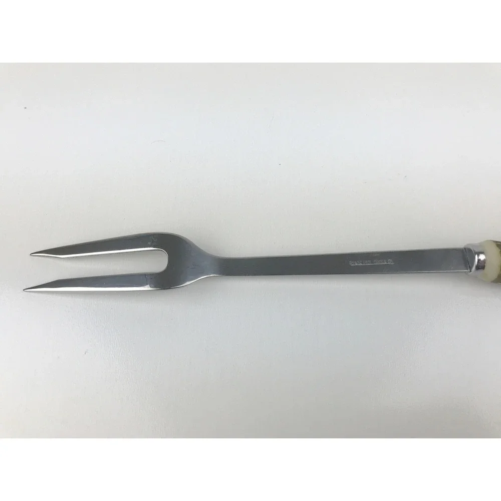 Vintage Carving Fork Stainless Steel Faux Stag Antler Handle Serving Utensil‎